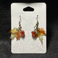 Czech Cathedral Orange Crystal and Maple Leaf earrings